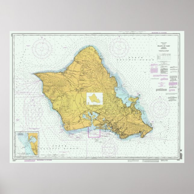 Poster Mapa de Oahu Hawaii (1996) (Frente)