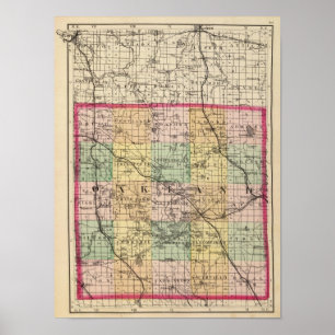 Poster Mapa de Oakland County, Michigan