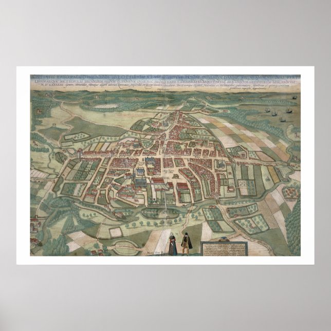 Pôster Mapa de Odense, de Civitates Orbis Terrarum, por (Frente)