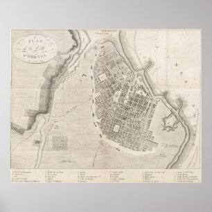 Pôster Mapa de Odessa Ucrânia (1827)