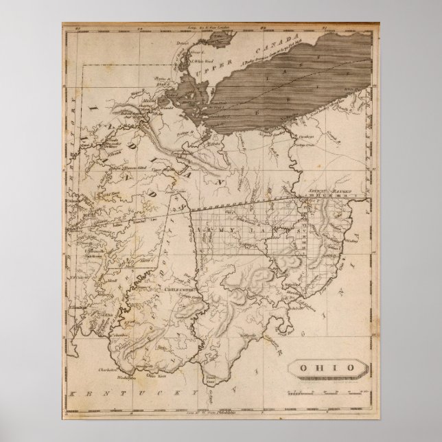 Poster Mapa de Ohio por Arrowsmith (Frente)