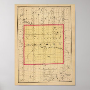 Poster Mapa de Oscoda County, Michigan