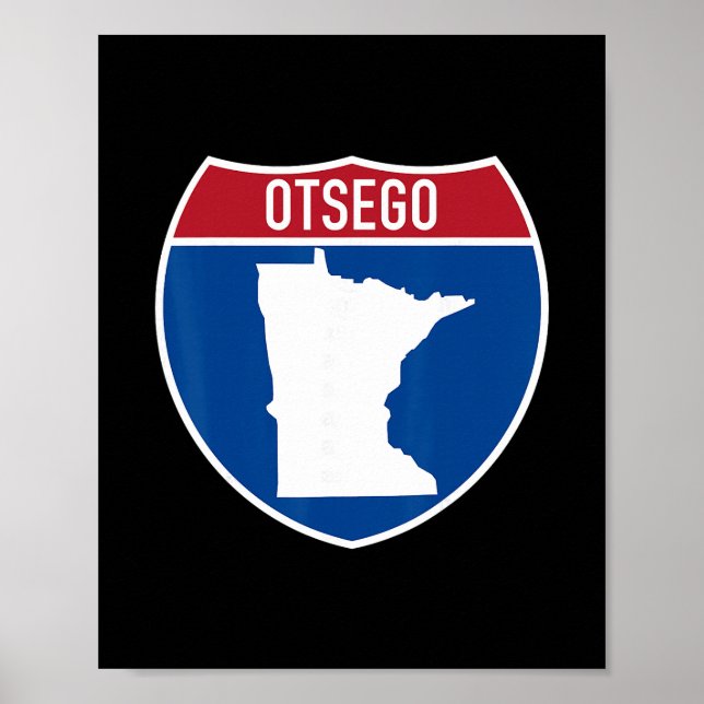Poster Mapa de Otsego Minnesota Sinal de Estrada Intermun (Frente)