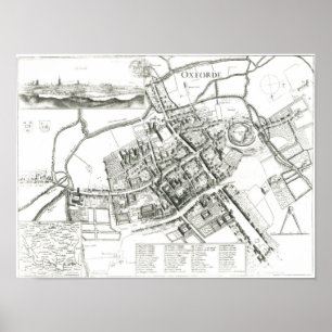 Pôster Mapa de Oxford, 1643