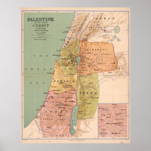 Poster Mapa de Palestina a tempo do cristo (a 70 A.D.)