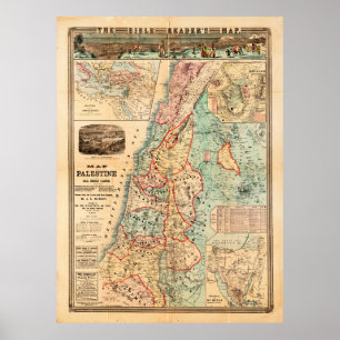 Poster Mapa de Palestina e de todas as terras da bíblia