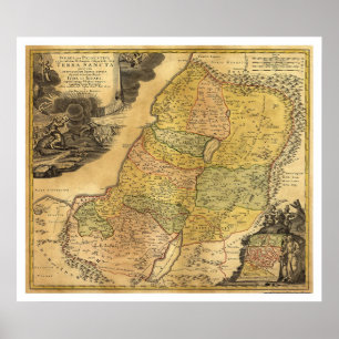 Pôster Mapa de Palestina por Johann Homann baptista 1715