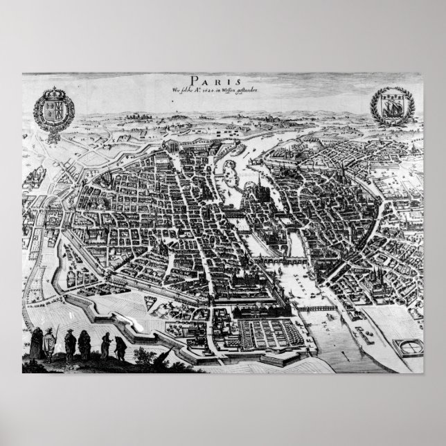 Pôster Mapa de Paris, 1620 (Frente)