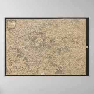 Poster Mapa de Paris de 1780, Mapa Histórico da Cidade, P