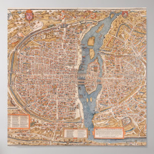 Poster Mapa de paris de Vintage