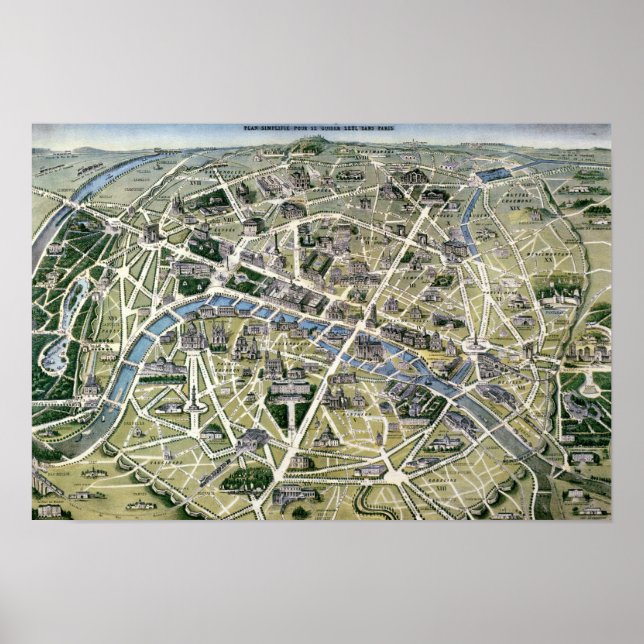 Pôster Mapa de Paris durante as "Grands Travaux" (Frente)