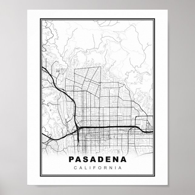 Poster Mapa de Pasadena (Frente)