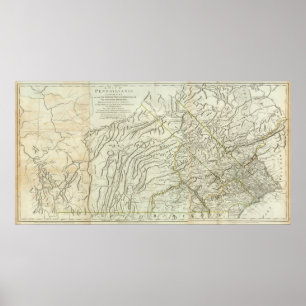 Pôster Mapa de Pensilvânia