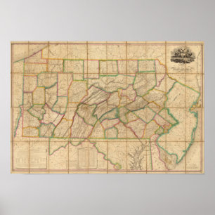 Poster Mapa de Pensilvânia