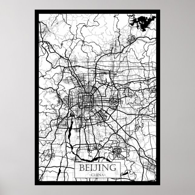 Poster Mapa de Pequim China (Frente)
