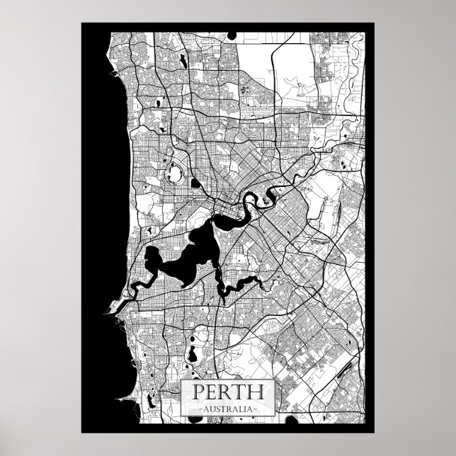Poster Mapa de Perth Austrália (Frente)