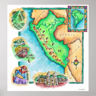 Poster Mapa de Peru