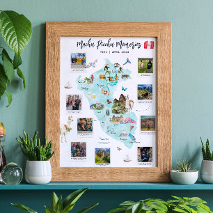 Poster Mapa de Peru em Aquarela Fotos de Férias