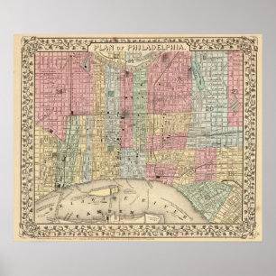 Pôster Mapa de Philadelphfia por Mitchell