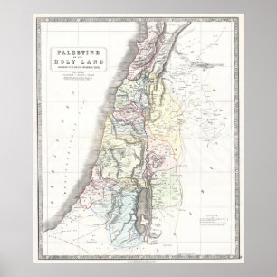 Pôster Mapa de Philip dos 12 tribos - datado de 1852