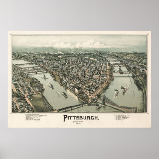 Pôster Mapa de Pittsburgh (Fowler) - 1902, BigMapBlog.com