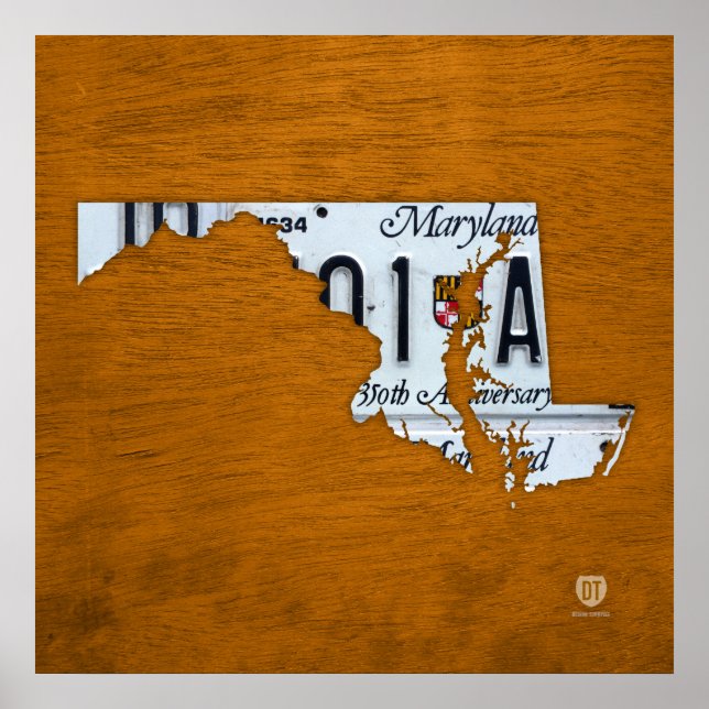 Pôster Mapa de Placas de Licença do Estado de Maryland (Frente)
