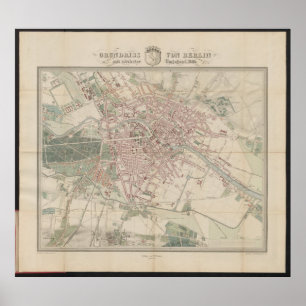 Poster Mapa de Planta de Berlim, Mapa Histórico da Cidade