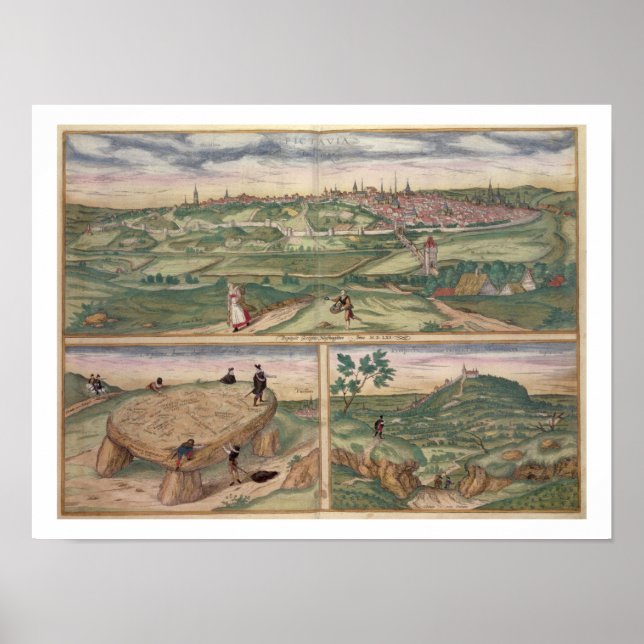 Poster Mapa de Poitiers, de Civitates Orbis Terrarum b (Frente)