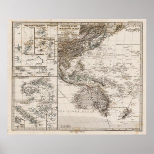 Pôster Mapa de Polinésia