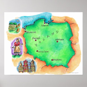 Poster Mapa de Polônia