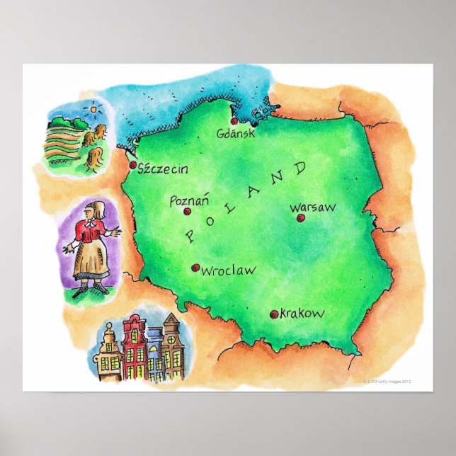 Poster Mapa de Polônia (Frente)