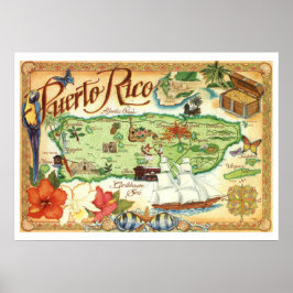 Poster Mapa de Porto Rico
