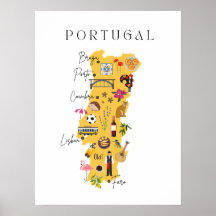Mapa de Portugal com as principais cidades e vário