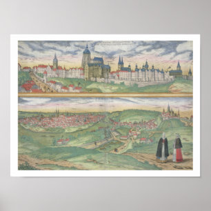 Poster Mapa de Praga, de "Civitates Orbis Terrarum" perto