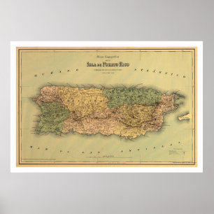 Pôster Mapa de Puerto Rico por Colton 1886