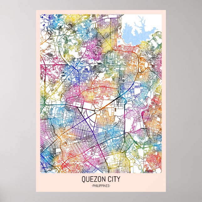 Poster Mapa de Quezon City Filipinas (Frente)
