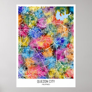 Poster Mapa de Quezon City Filipinas