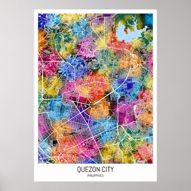 Poster Mapa de Quezon City Filipinas (Frente)