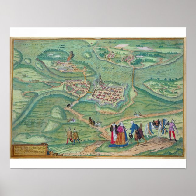 Pôster Mapa de Raab, de Civitates Orbis Terrarum, por Ge (Frente)