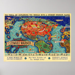 Poster Mapa de Rádio de Ondas Curtas