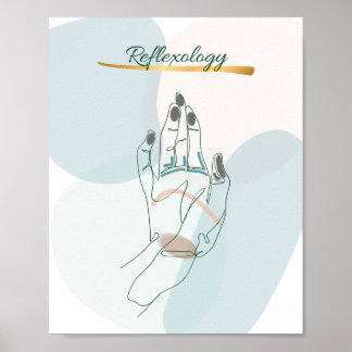 Poster Mapa de Reflexologia da Mão Abstrato Tons Neutros