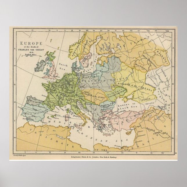 Poster Mapa de réplicas da Europa antes da Primeira Guerr (Frente)