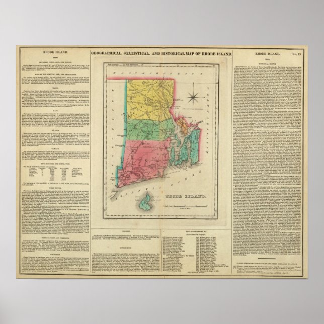 Poster Mapa De Rhode Island (Frente)