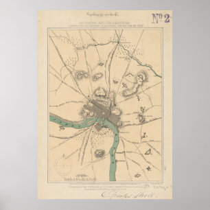 Pôster Mapa de Richmond Virginia (1867)