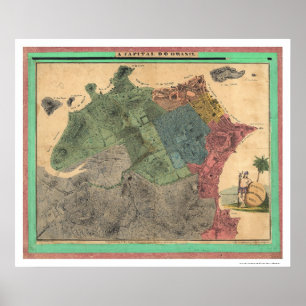 Pôster Mapa de Rio de Janeiro por Michellerie 1831