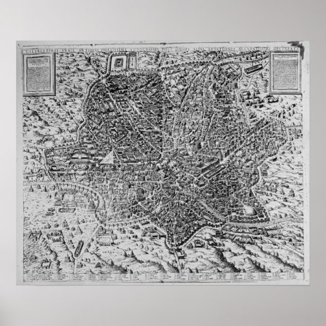 Pôster Mapa de Roma, 1579 (Frente)