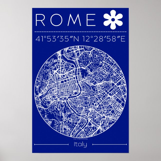 Poster Mapa de Roma em formato de planta da cidade – Desi (Frente)