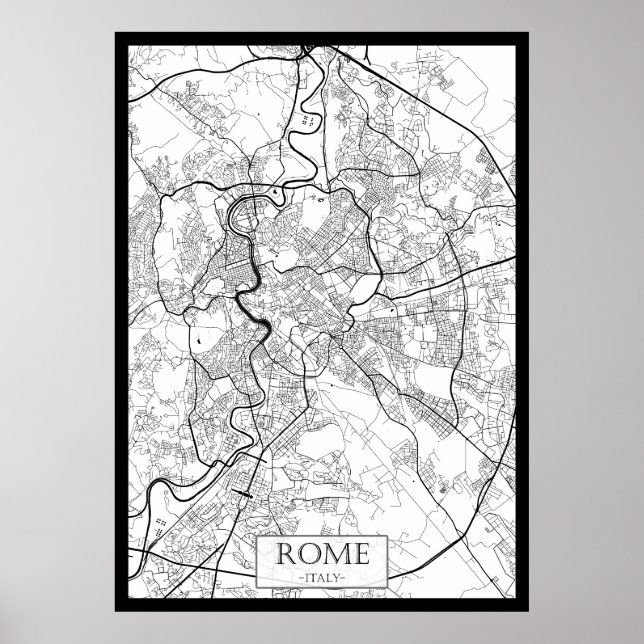Poster Mapa de Roma Itália (Frente)