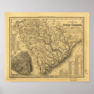 Poster Mapa de rotas de 1833 trilhos & de navio de South