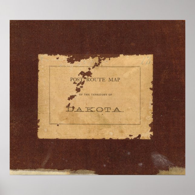 Pôster Mapa de rotas do posto Território de Dakota (Frente)